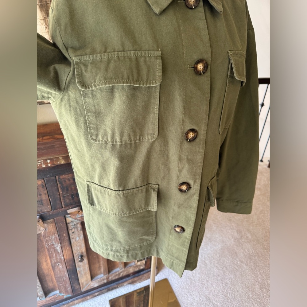 New Mango Olive Green Utility Jacket with Pockets- size M - Picture 5 of 10